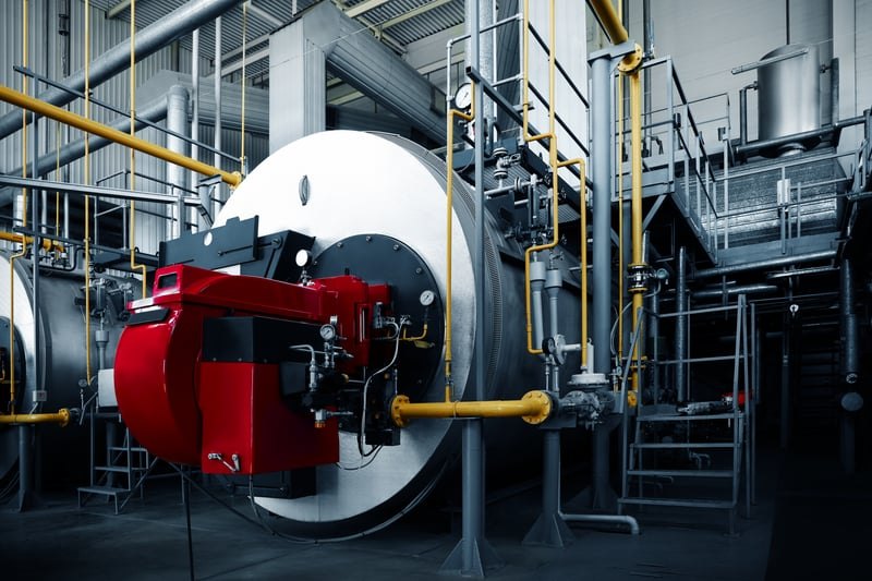 Industrial boiler with burner assembly