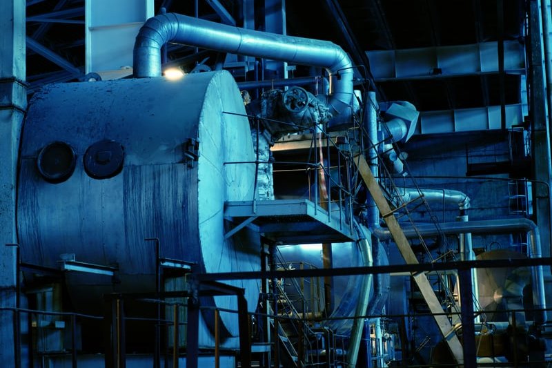 Large industrial steam boiler unit