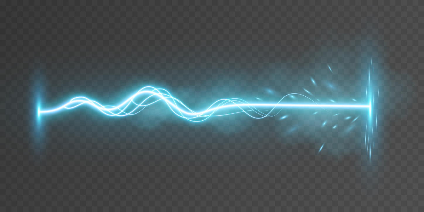Abstract blue electrical energy waveform graphic