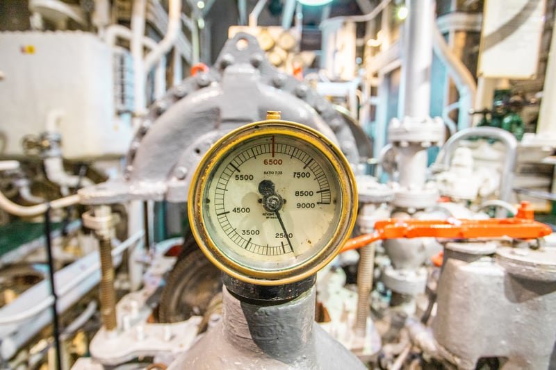 Industrial pressure gauge and instrumentation on piping