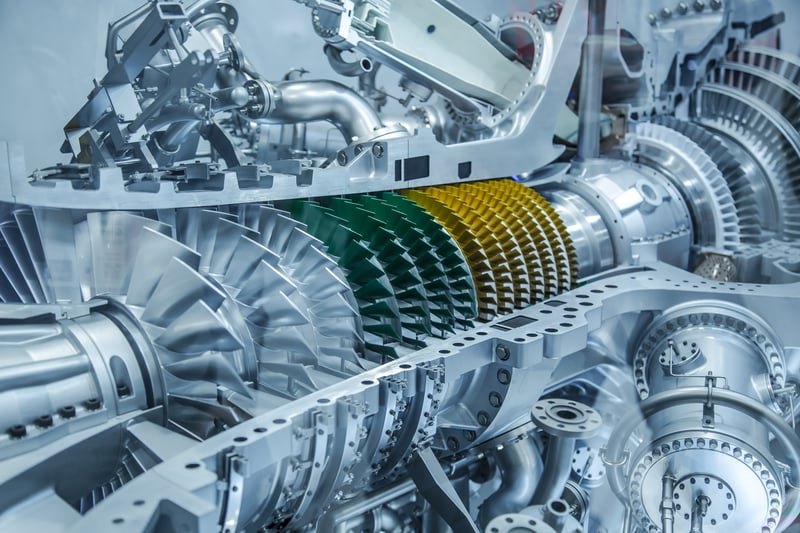 Industrial gas turbine internals with rotor blades