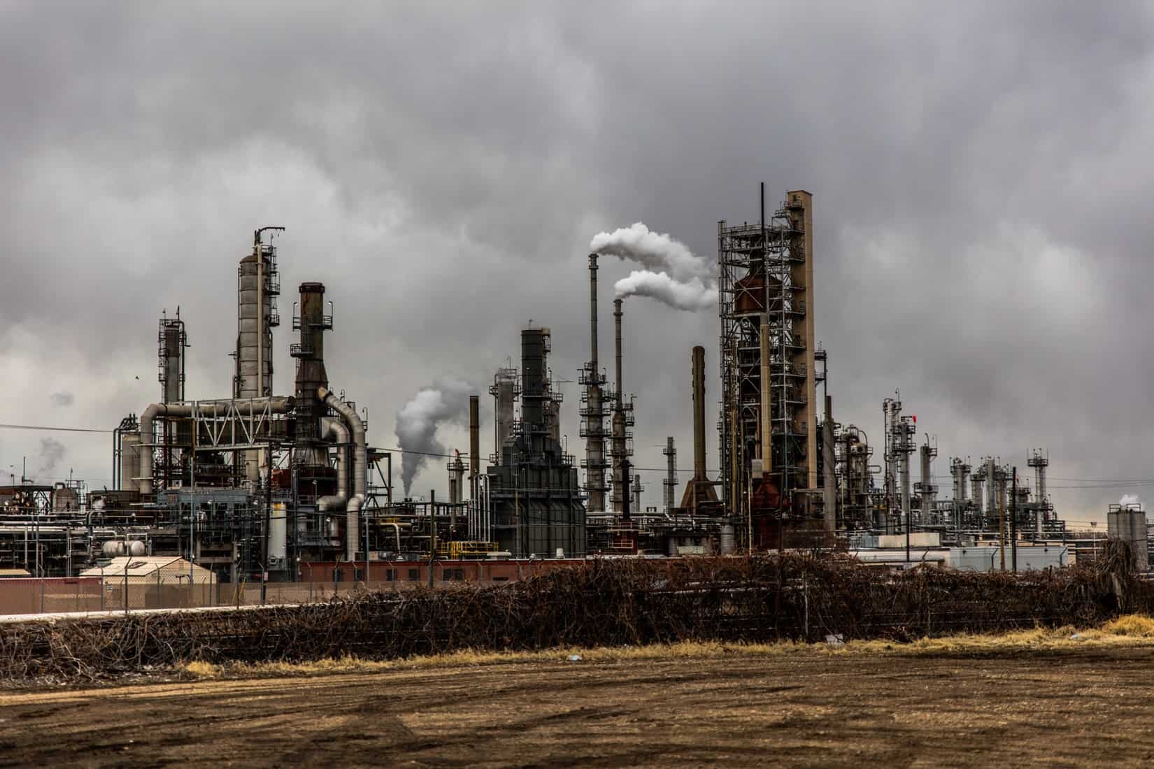 A far away shot of a mechanical plant